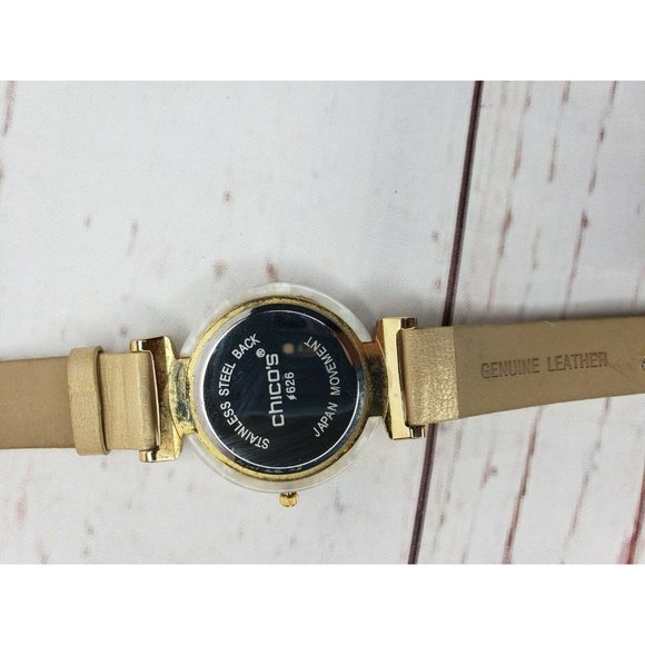 626 Chicos Genuine Leather Band Japan Movement Quartz Brown Marble Ladies Watch - Picture 7 of 12